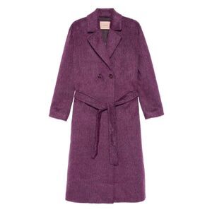TWIN-SET Women's Quilted Hooded Puffer Coat Women PURPLE Coats & Jackets
